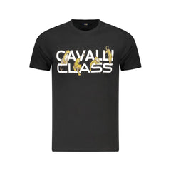Cavalli Class Black Cotton Men T-Shirt -   -  Cavalli Class.