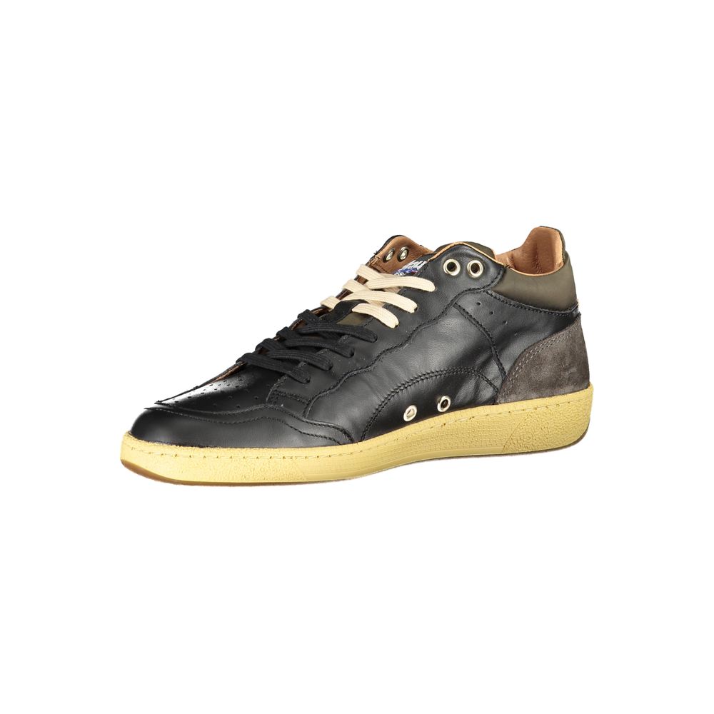 Blauer Sleek Black Lace-Up Sneakers with Contrast Details -   -  Blauer.