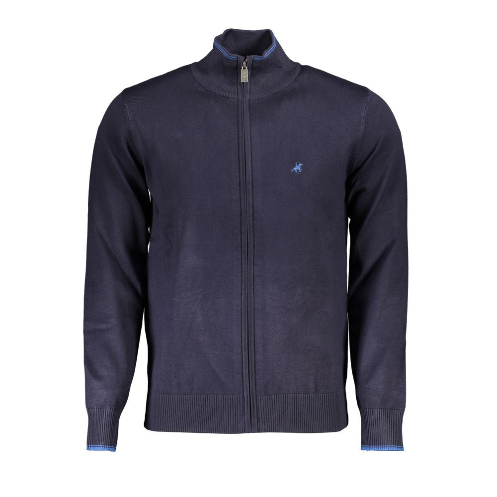 U.S. Grand Polo Classic Blue Zip Cardigan with Contrast Details -   -  U.S. Grand Polo.
