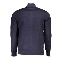 U.S. Grand Polo Classic Blue Zip Cardigan with Contrast Details -   -  U.S. Grand Polo.