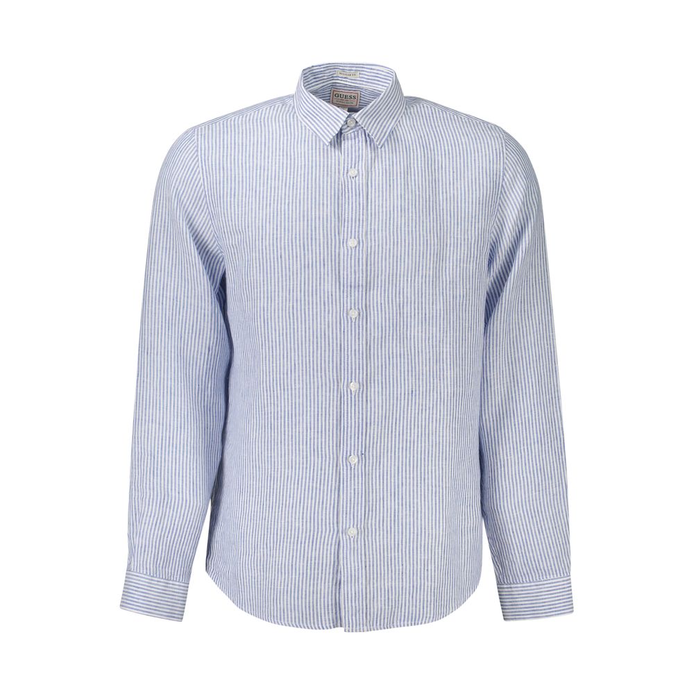 Guess Jeans Blue Linen Men Shirt -   -  Guess Jeans.
