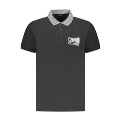 Cavalli Class Black Cotton Men Polo Shirt -   -  Cavalli Class.