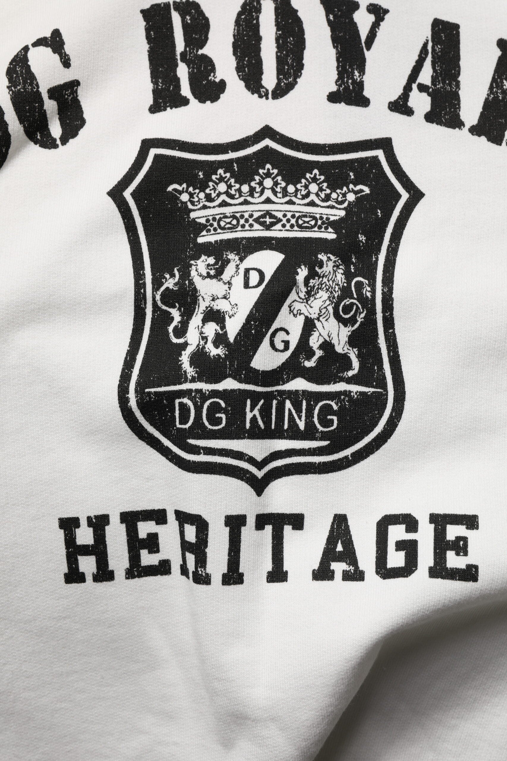 Dolce & Gabbana White Cotton DG ROYAL Print Hooded Sweater -   -  Dolce & Gabbana.