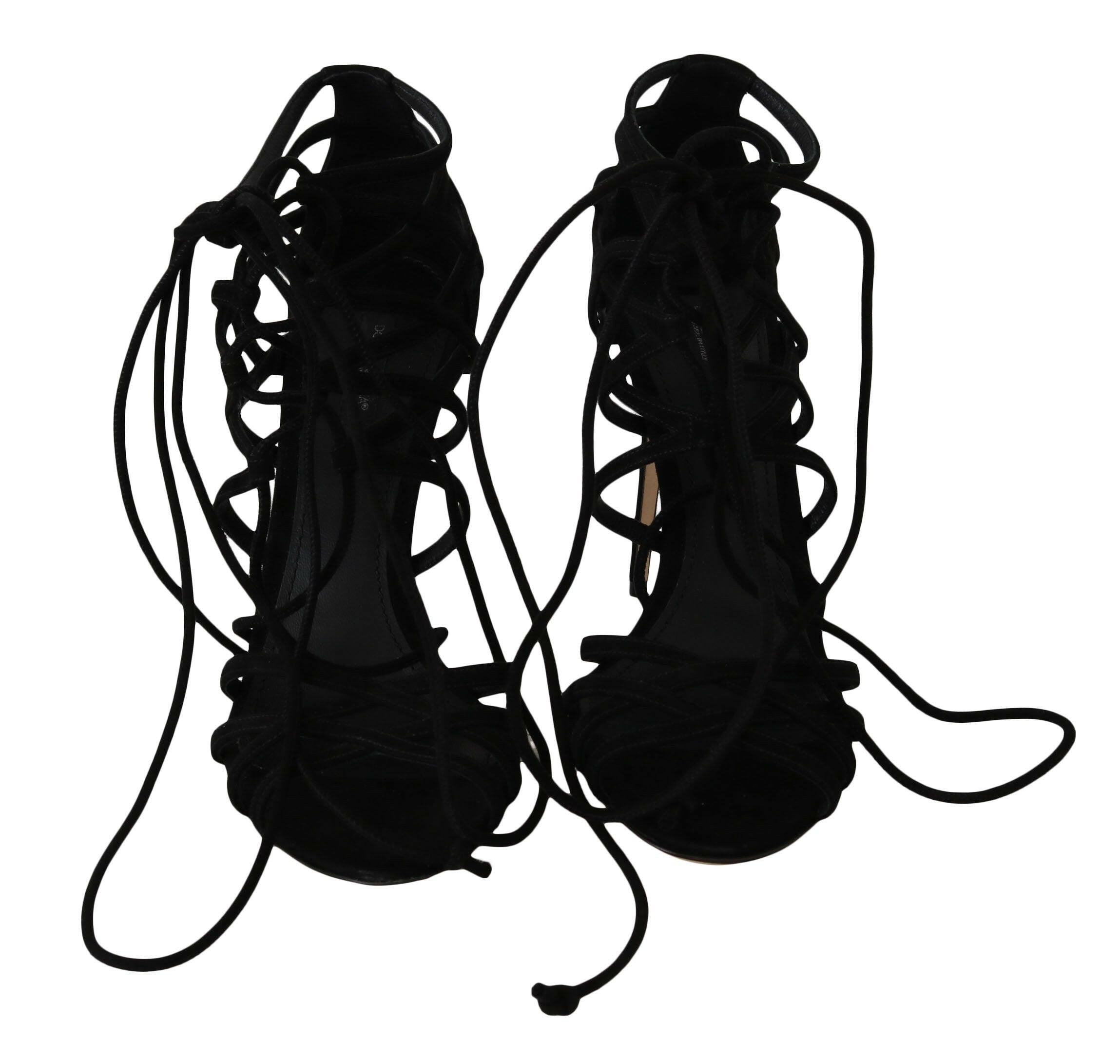 Dolce & Gabbana Black Suede Strap Stilettos Sandals -   -  Dolce & Gabbana.