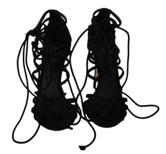 Dolce & Gabbana Black Suede Strap Stilettos Sandals -   -  Dolce & Gabbana.