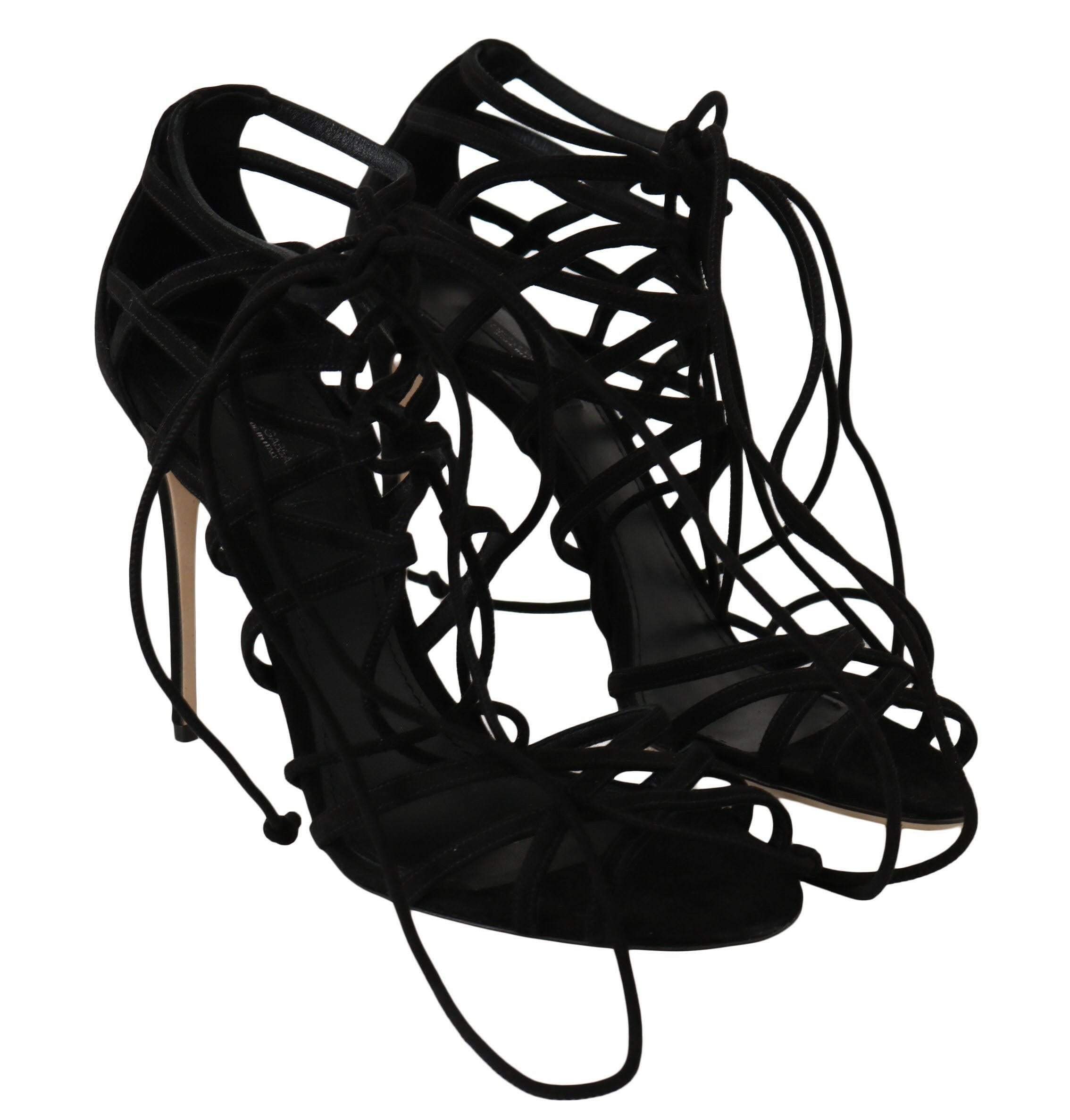 Dolce & Gabbana Black Suede Strap Stilettos Sandals -   -  Dolce & Gabbana.