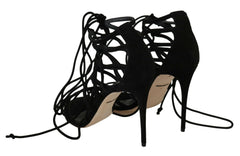 Dolce & Gabbana Black Suede Strap Stilettos Sandals -   -  Dolce & Gabbana.