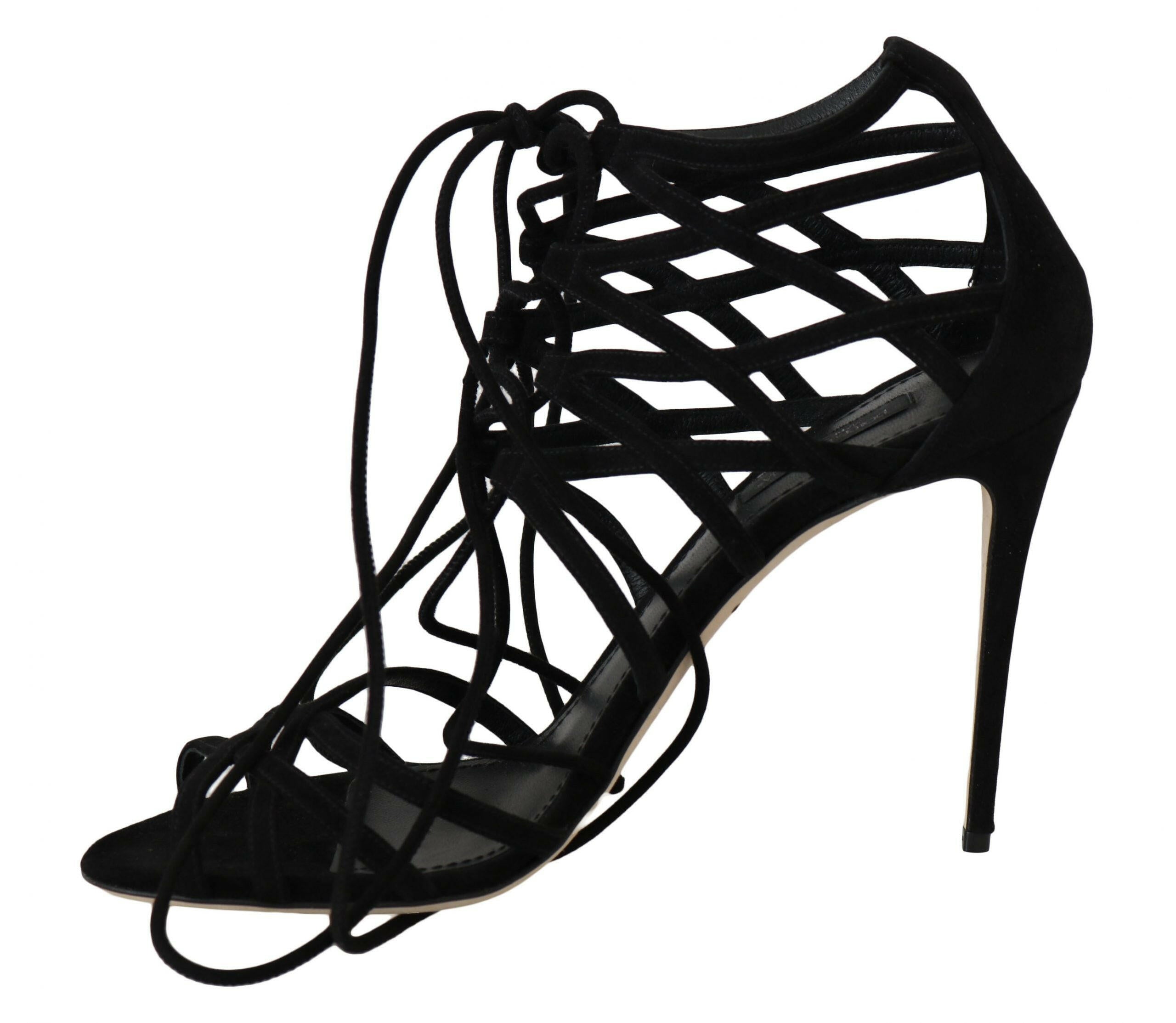 Dolce & Gabbana Black Suede Strap Stilettos Sandals -   -  Dolce & Gabbana.