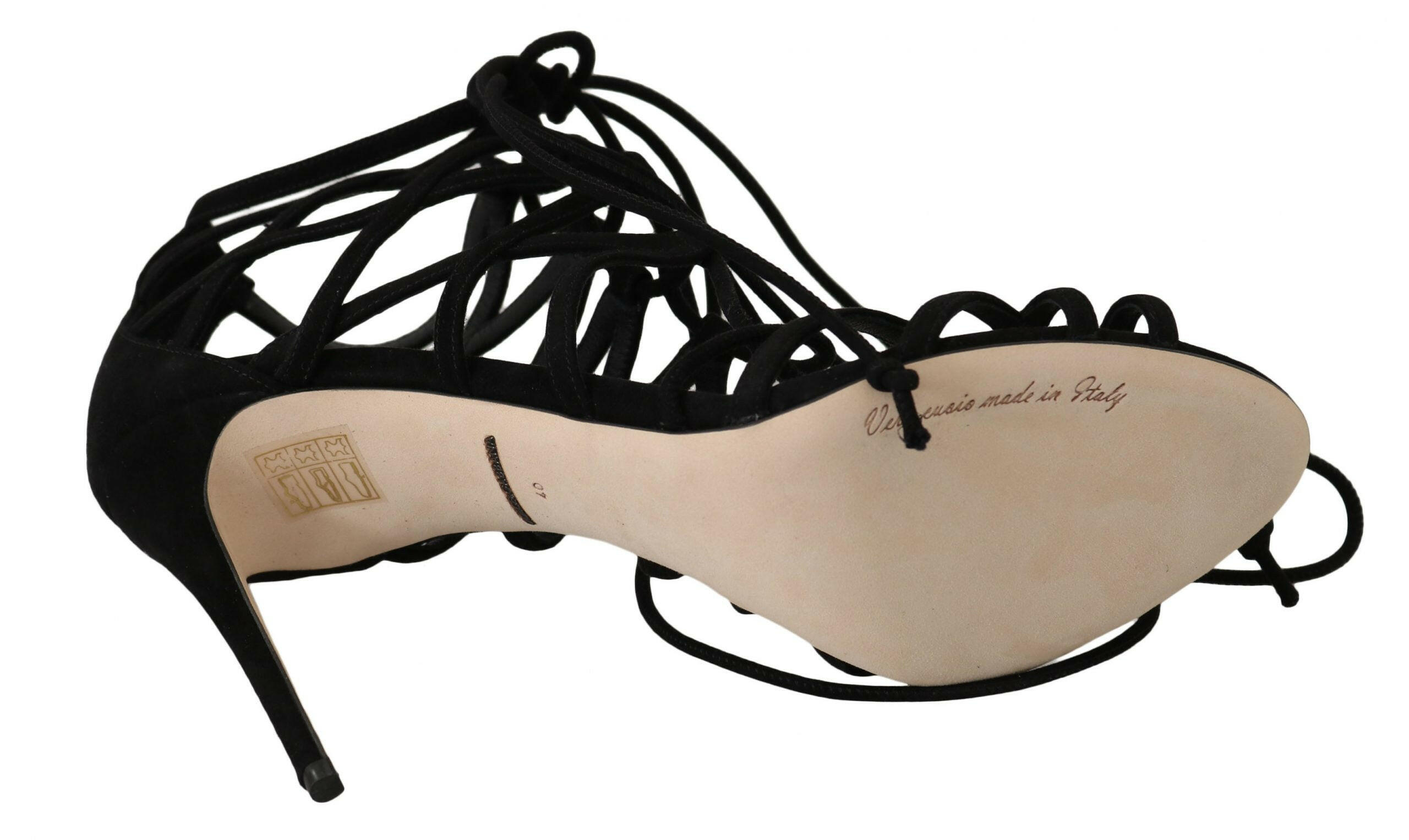 Dolce & Gabbana Black Suede Strap Stilettos Sandals -   -  Dolce & Gabbana.