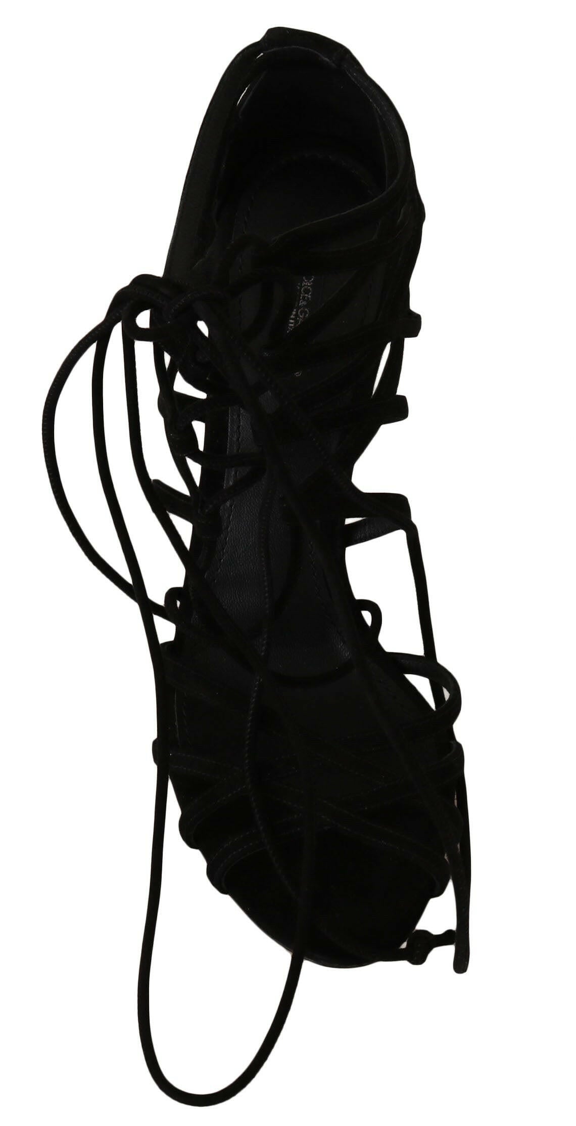 Dolce & Gabbana Black Suede Strap Stilettos Sandals -   -  Dolce & Gabbana.