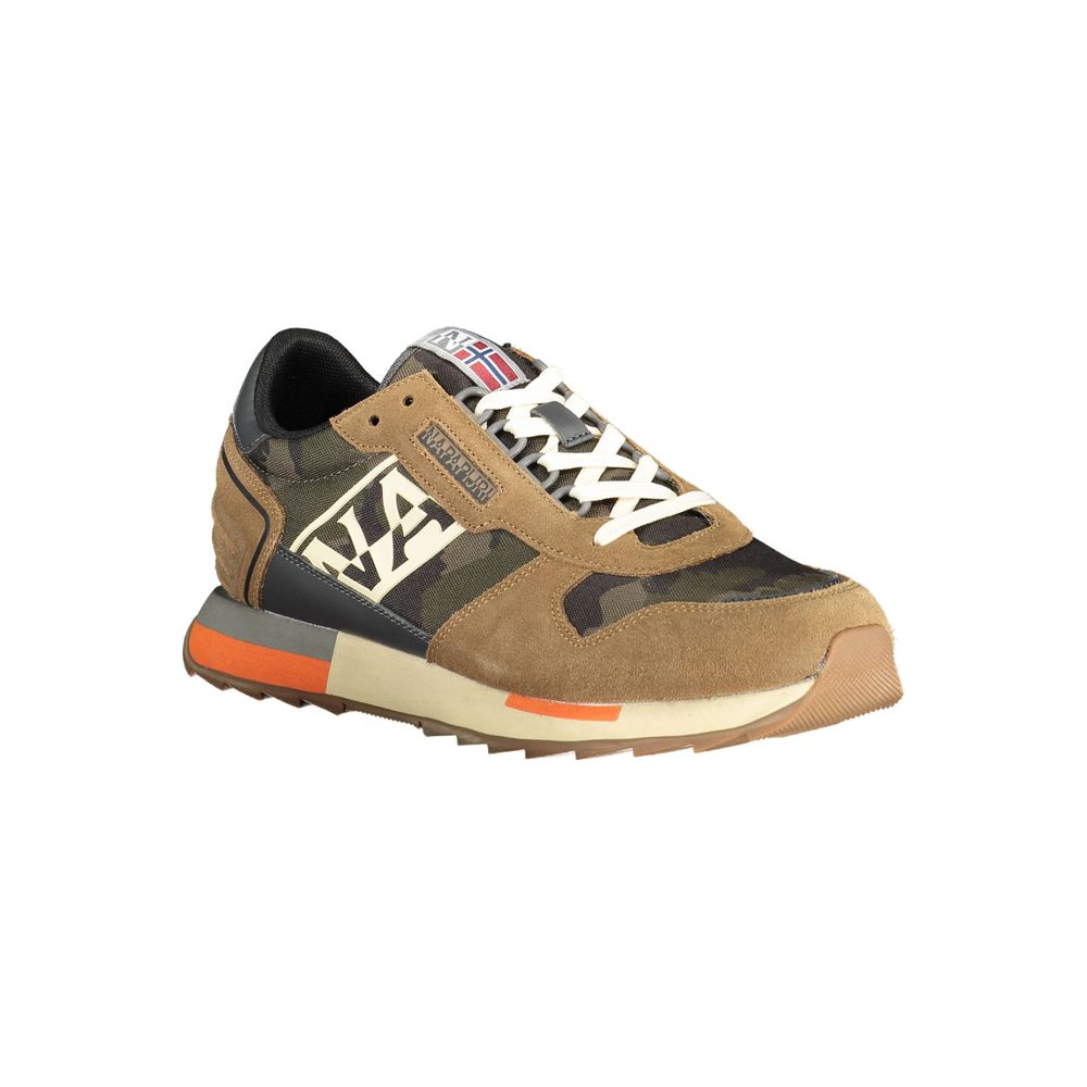 Napapijri Beige Leather Men Sneaker -   -  Napapijri.