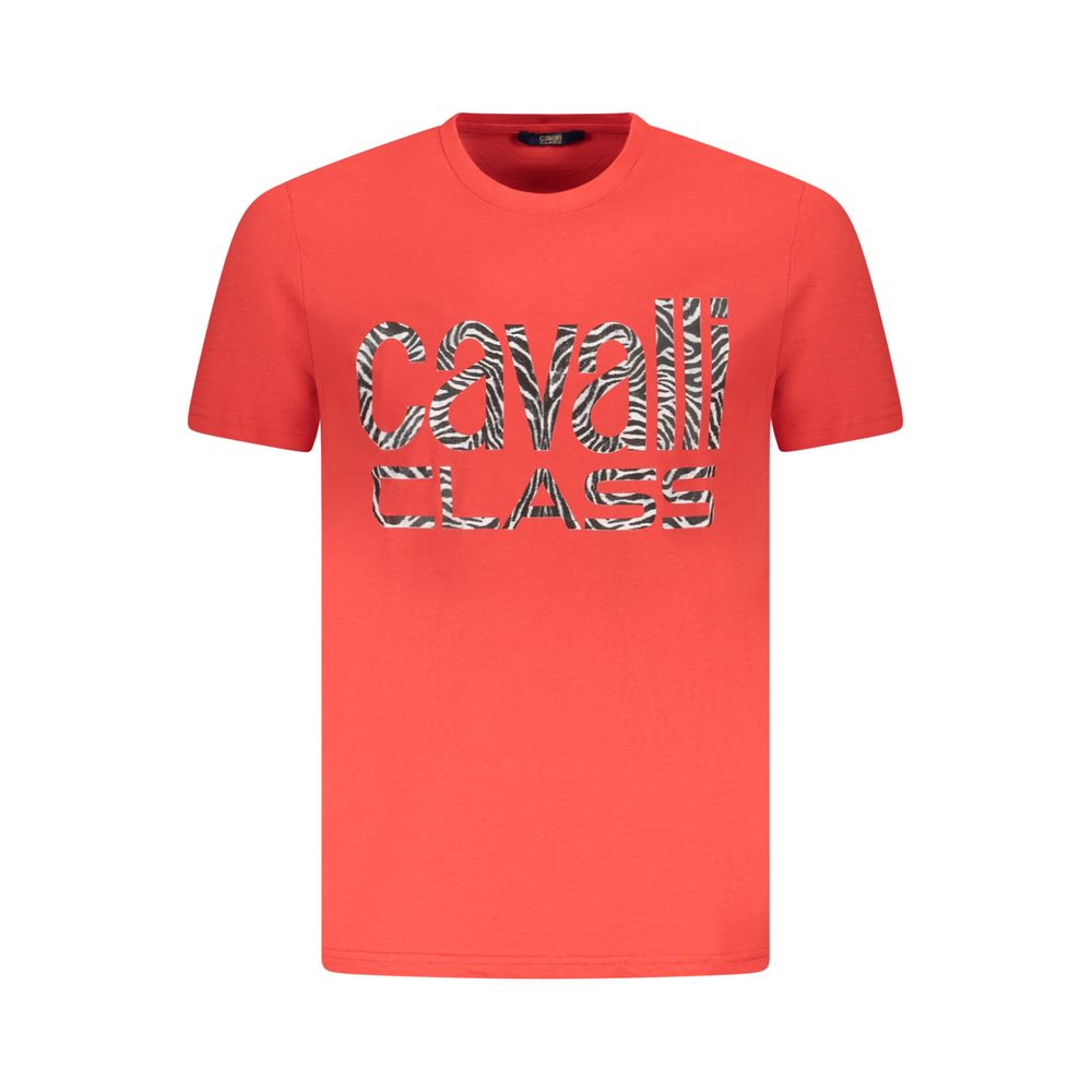 Cavalli Class Red Cotton Men T-Shirt -   -  Cavalli Class.