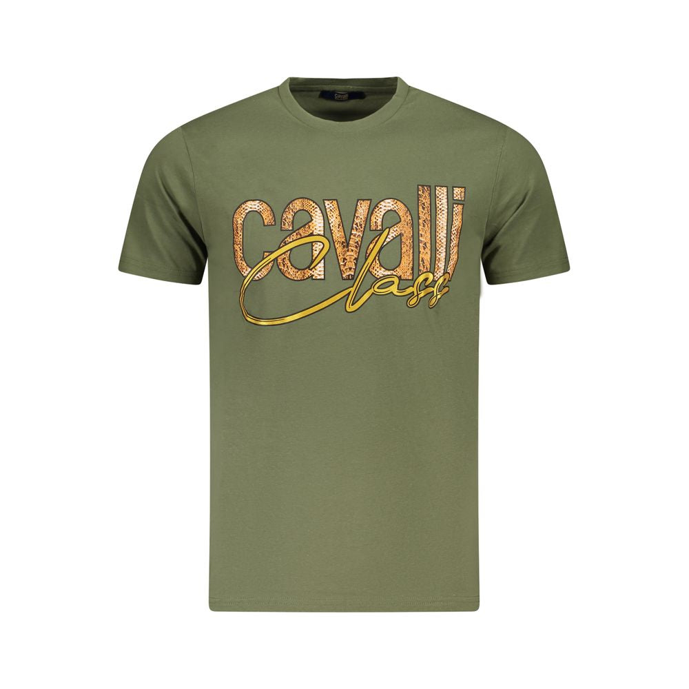 Cavalli Class Green Cotton Men T-Shirt -   -  Cavalli Class.