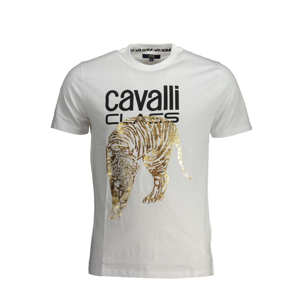 Cavalli Class White Cotton T-Shirt -   -  Cavalli Class.