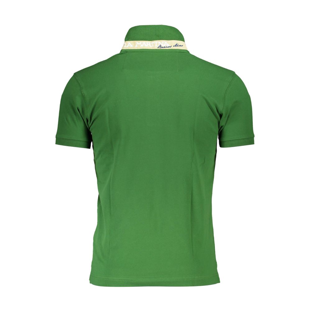 La Martina Sleek Green Slim Fit Polo with Contrast Detail -   -  La Martina.