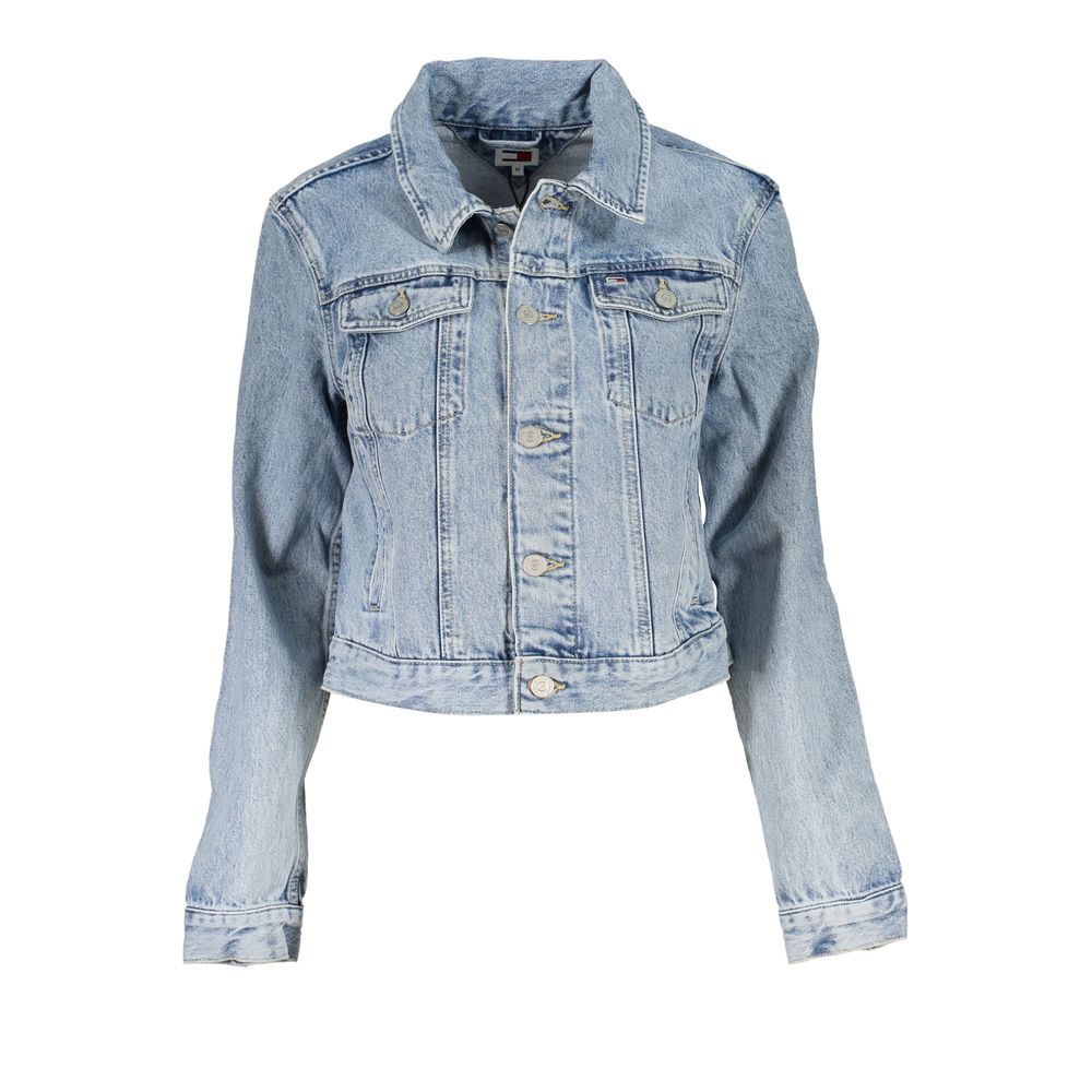 Tommy Hilfiger Light Blue Cotton Women Jacket -   -  Tommy Hilfiger.