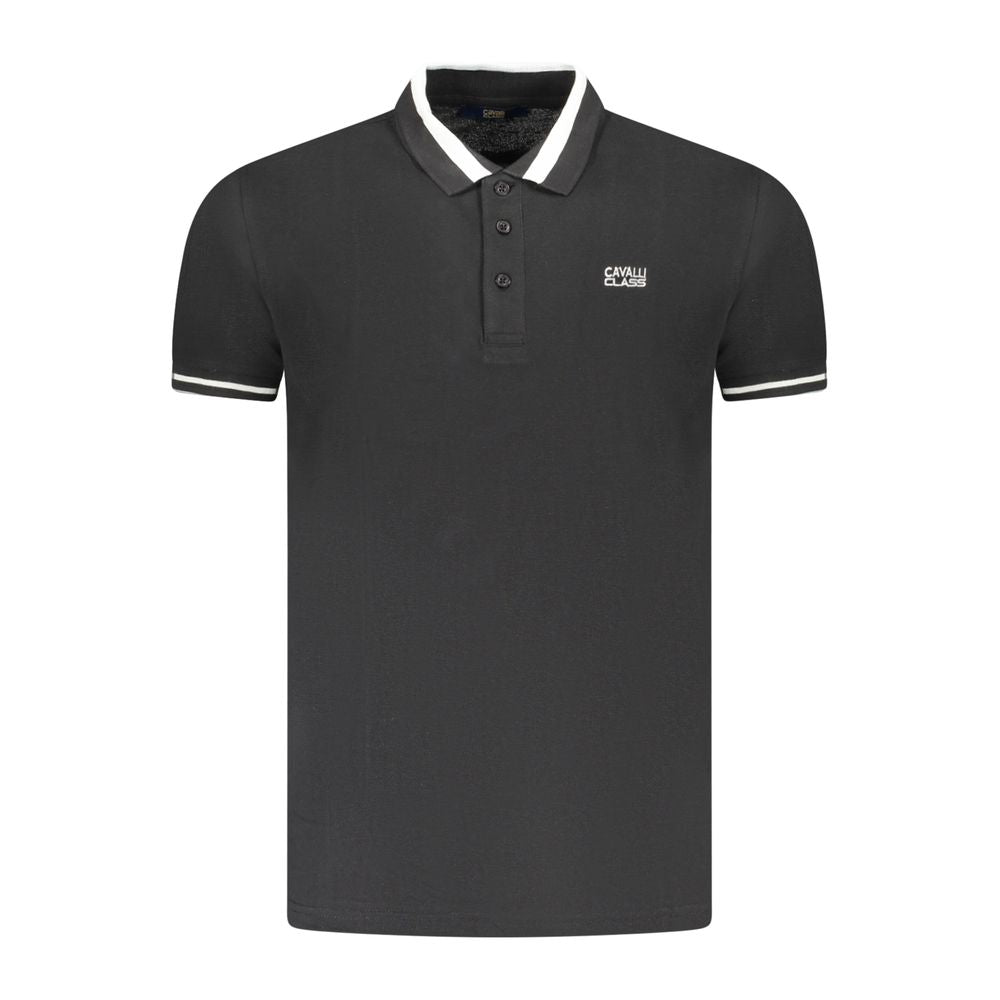 Cavalli Class Black Cotton Men Polo Shirt -   -  Cavalli Class.