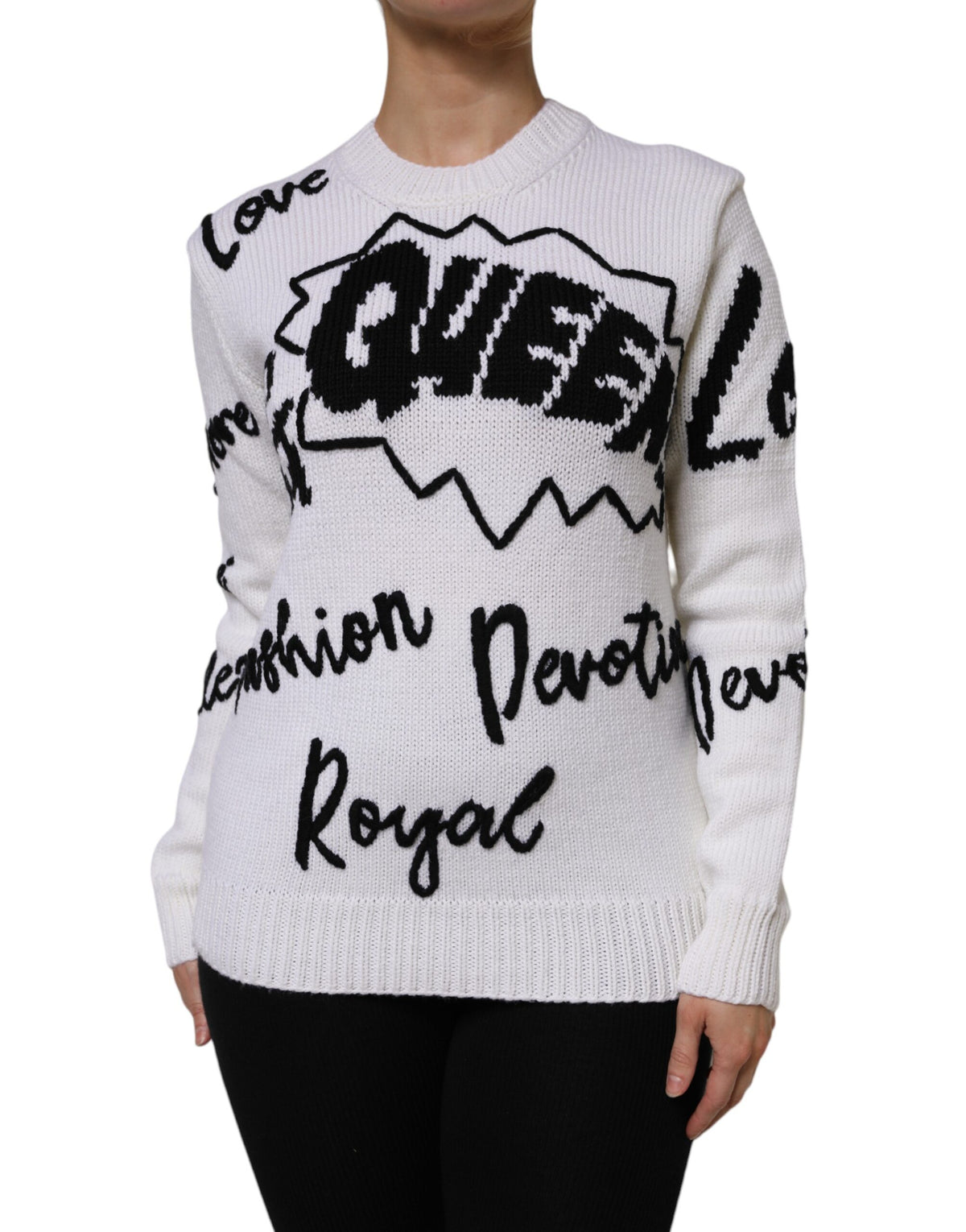 Dolce & Gabbana White Wool Knit Crew Neck Pullover Sweater -   -  Dolce & Gabbana.