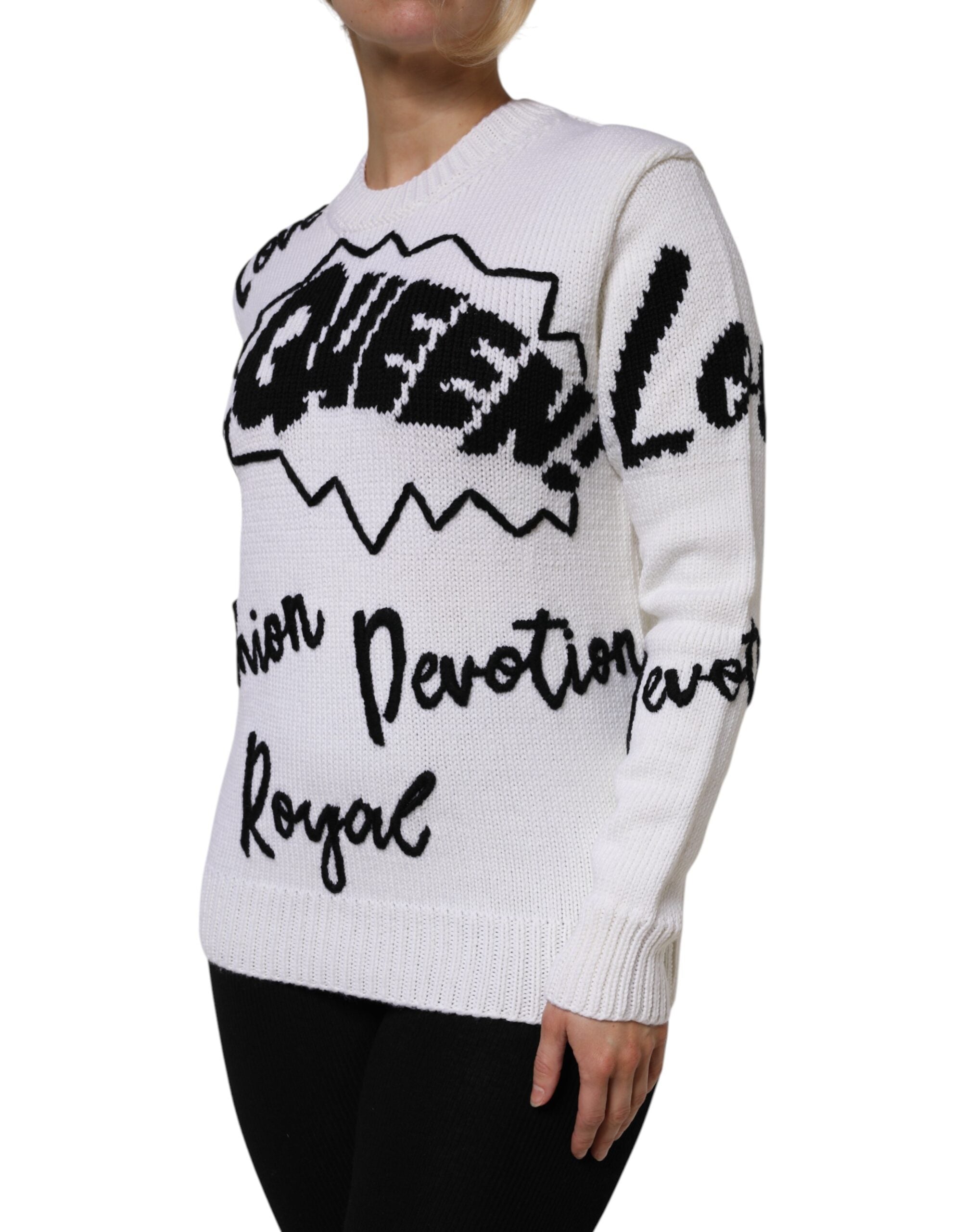 Dolce & Gabbana White Wool Knit Crew Neck Pullover Sweater -   -  Dolce & Gabbana.