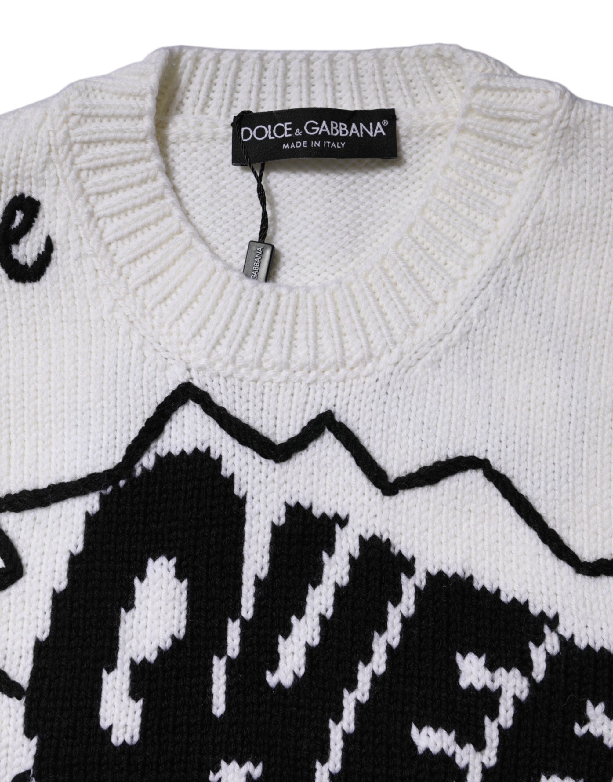 Dolce & Gabbana White Wool Knit Crew Neck Pullover Sweater -   -  Dolce & Gabbana.