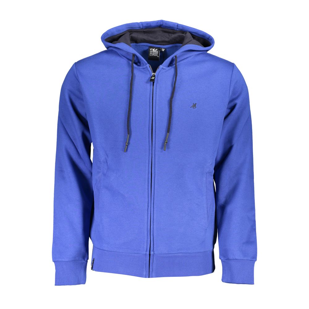 U.S. Grand Polo Elegant Hooded Zip Sweatshirt in Blue -   -  U.S. Grand Polo.