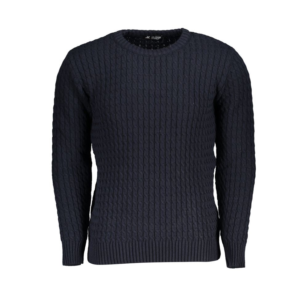 U.S. Grand Polo Elegant Crew Neck Twisted Blue Sweater -   -  U.S. Grand Polo.