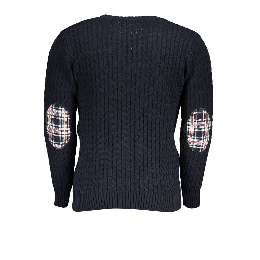 U.S. Grand Polo Elegant Crew Neck Twisted Blue Sweater -   -  U.S. Grand Polo.