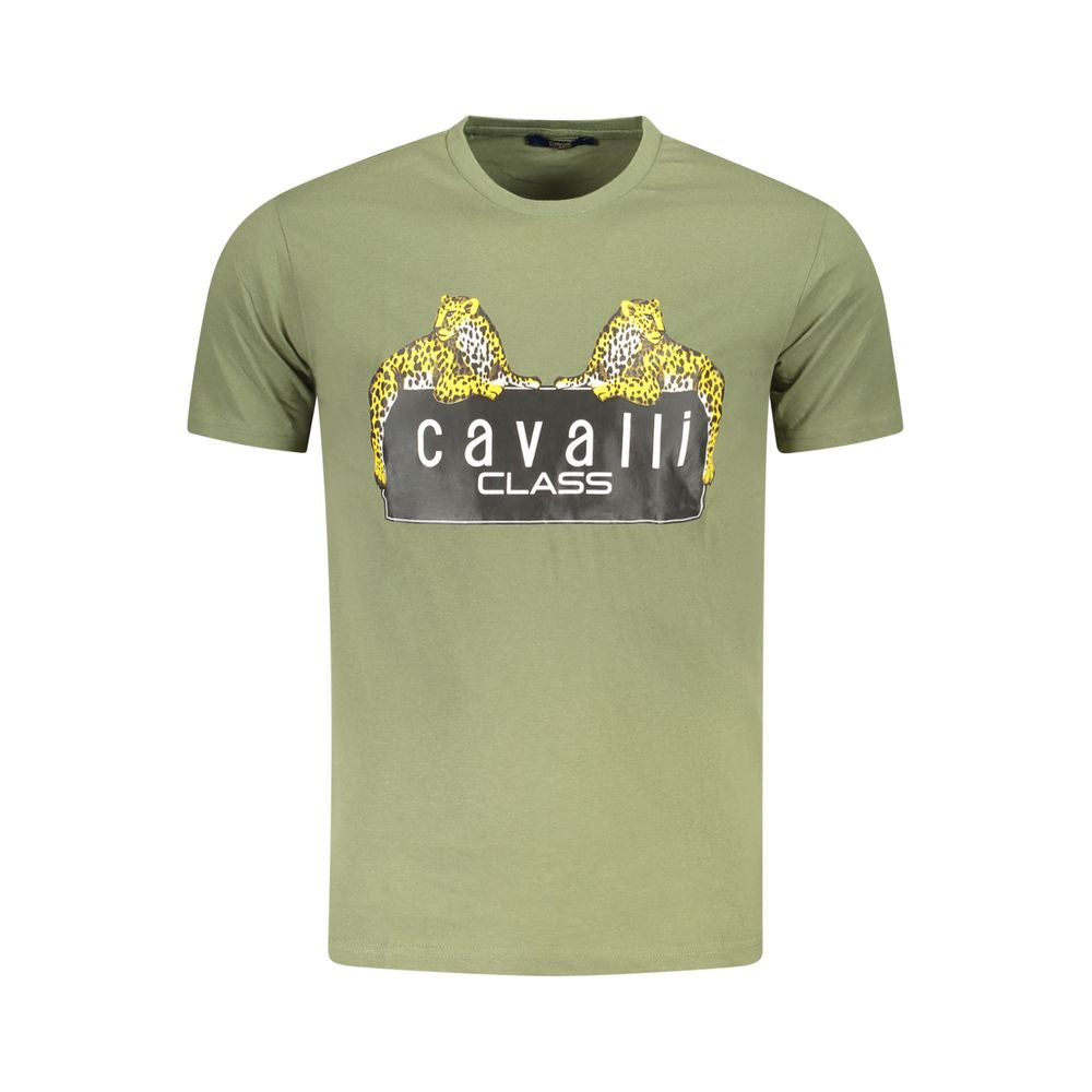 Cavalli Class Green Cotton Men T-Shirt -   -  Cavalli Class.