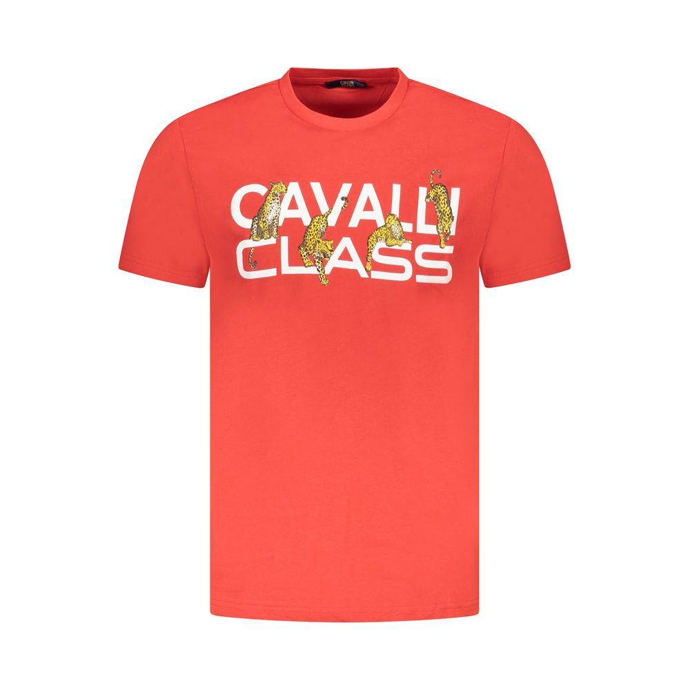 Cavalli Class Red Cotton Men T-Shirt -   -  Cavalli Class.