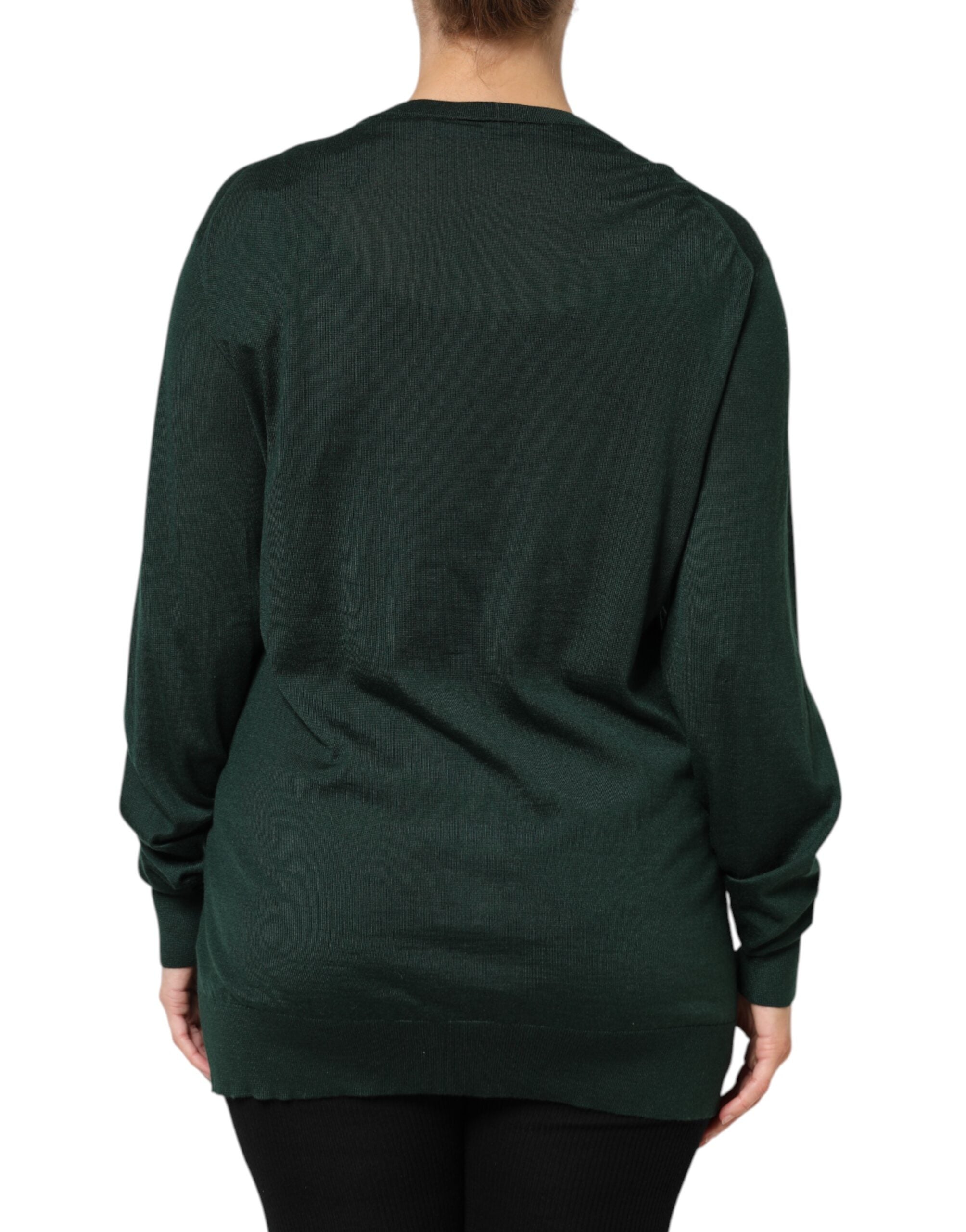 Dolce & Gabbana Dark Green Cashmere Silk Cardigan Sweater -   -  Dolce & Gabbana.