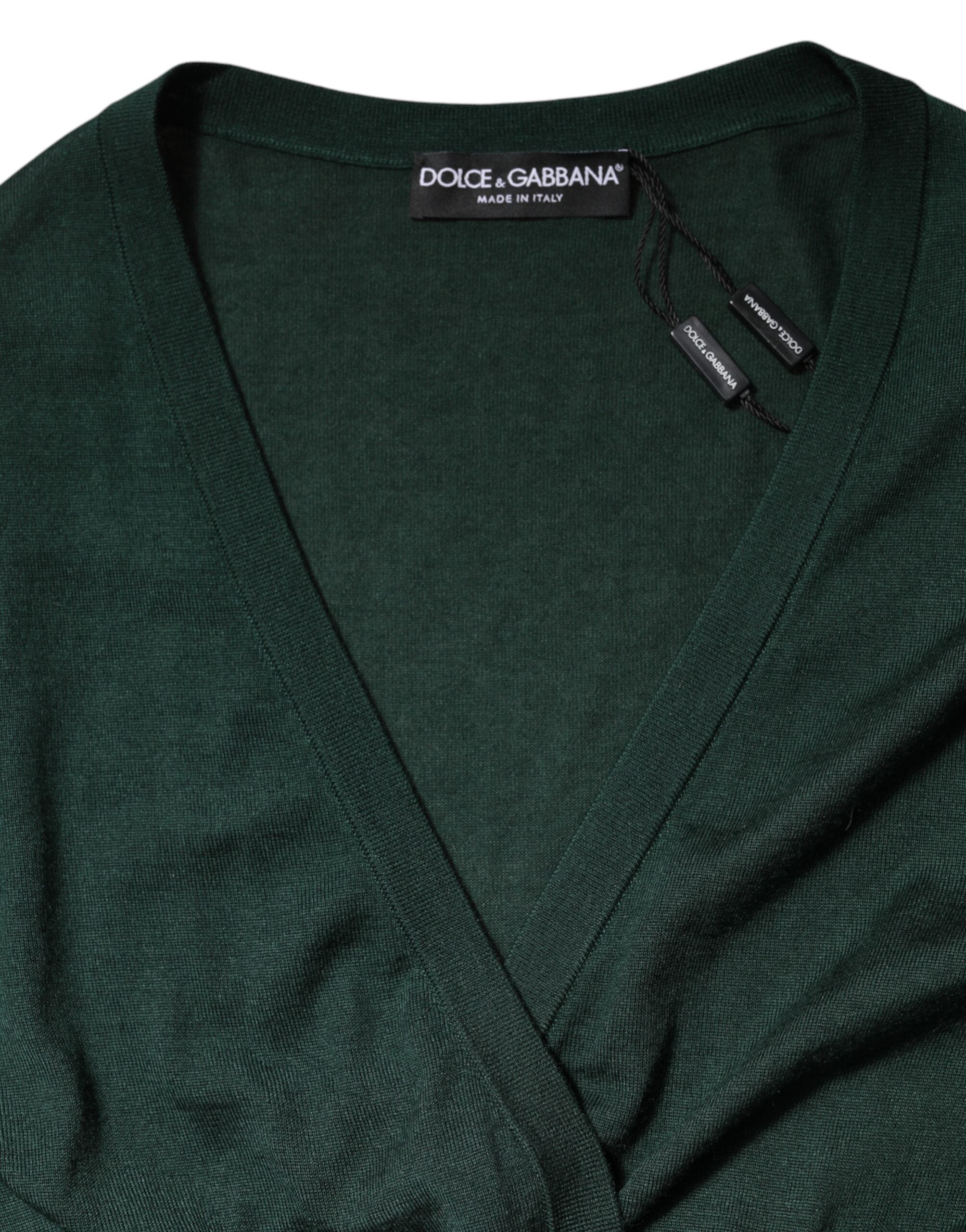 Dolce & Gabbana Dark Green Cashmere Silk Cardigan Sweater -   -  Dolce & Gabbana.