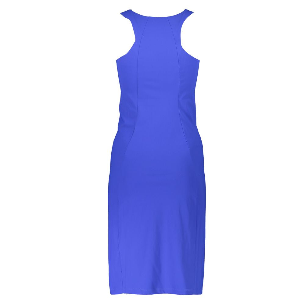 Patrizia Pepe Elegant Blue Crew Neck Dress with Logo Detail -   -  Patrizia Pepe.
