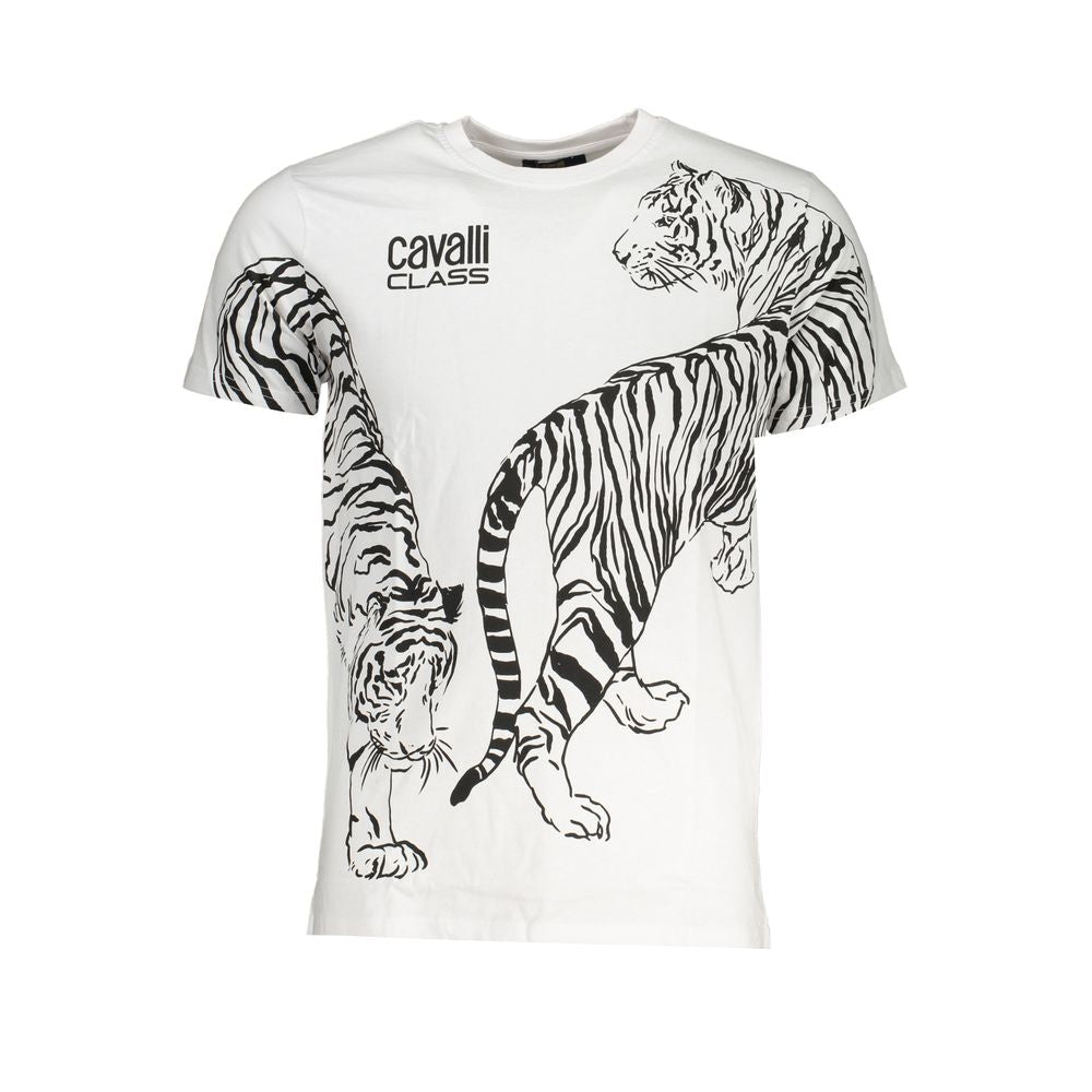 Cavalli Class White Cotton T-Shirt -   -  Cavalli Class.