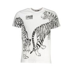 Cavalli Class White Cotton T-Shirt -   -  Cavalli Class.