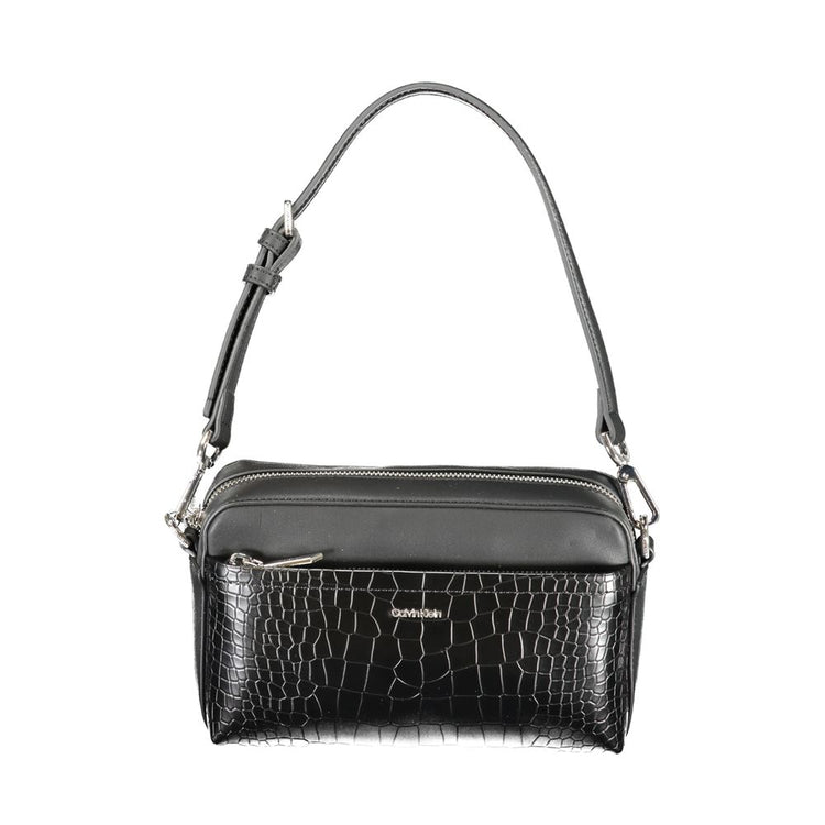 Calvin Klein - Structured Croc-Effect Adjustable Shoulder Bag - Black Calvin Klein