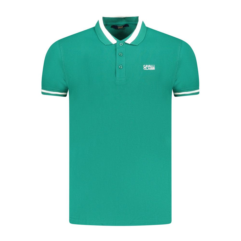 Cavalli Class Green Cotton Men Polo Shirt -   -  Cavalli Class.