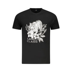 Cavalli Class Black Cotton Men T-Shirt -   -  Cavalli Class.