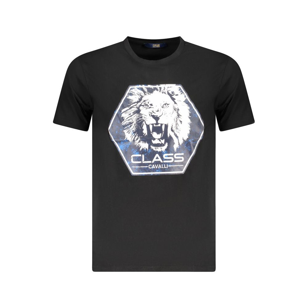 Cavalli Class Black Cotton Men T-Shirt -   -  Cavalli Class.