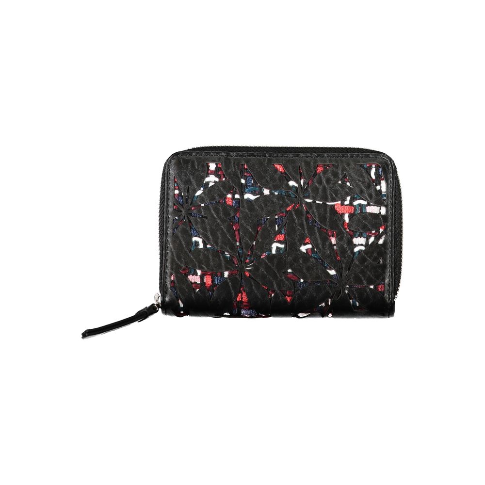 Desigual Elegant Black Zip Wallet with Contrasting Accents -   -  Desigual.