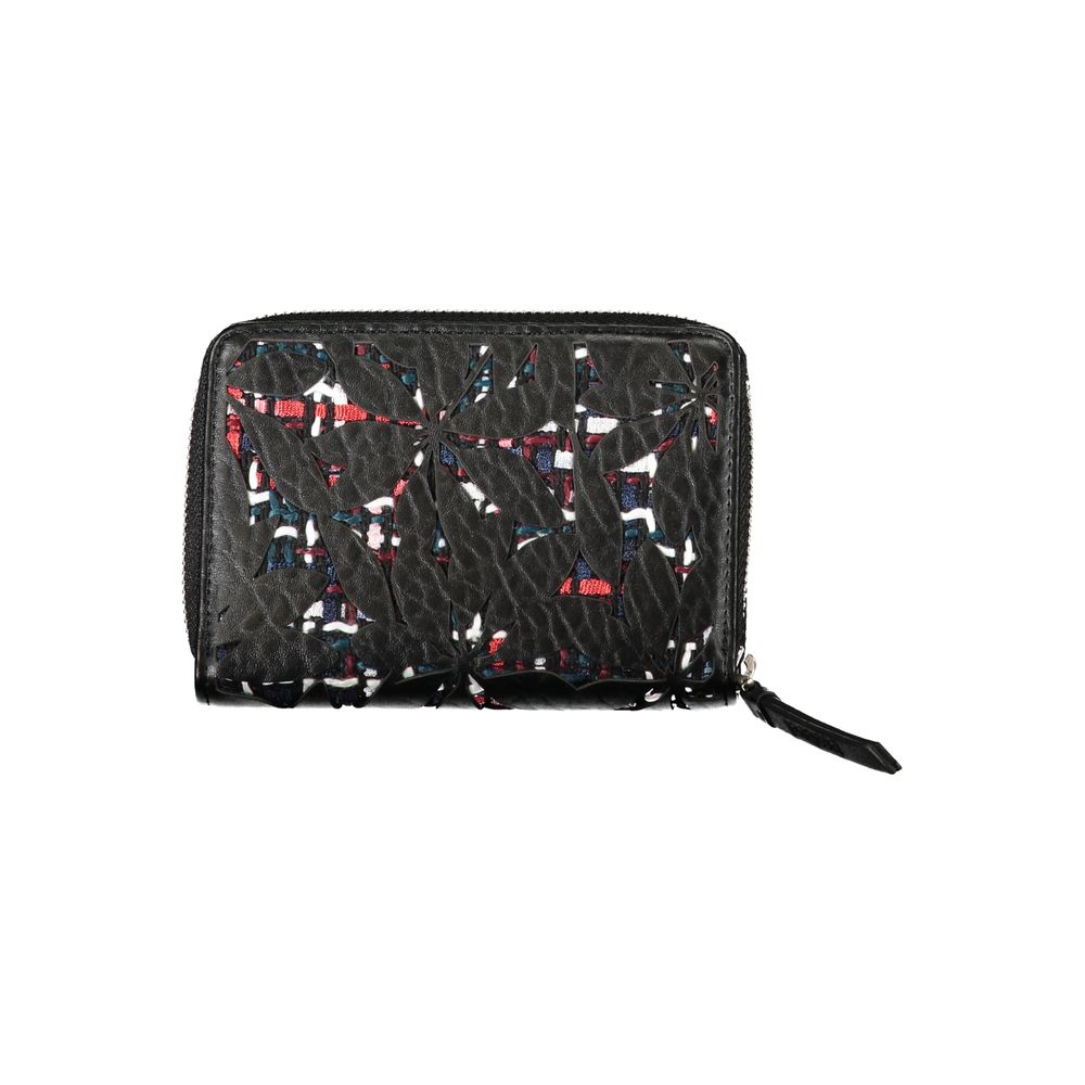 Desigual Elegant Black Zip Wallet with Contrasting Accents -   -  Desigual.