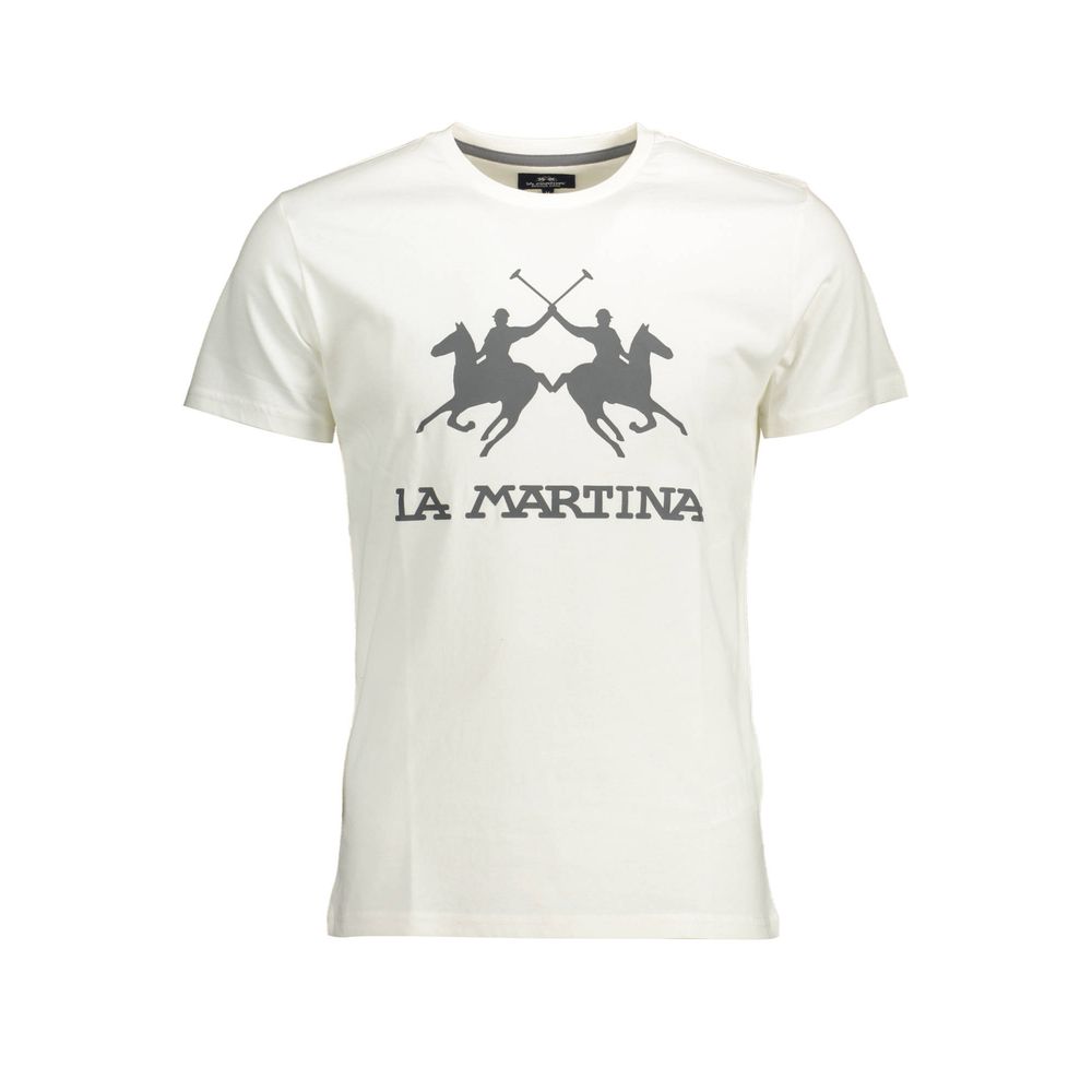 La Martina Elegant White Cotton Crew Neck Tee -   -  La Martina.