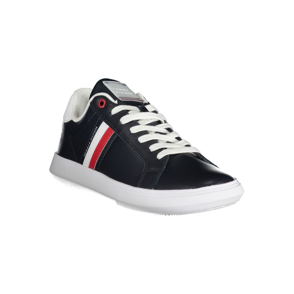 Tommy Hilfiger Sleek Blue Lace-Up Sneakers with Contrast Details -   -  Tommy Hilfiger.