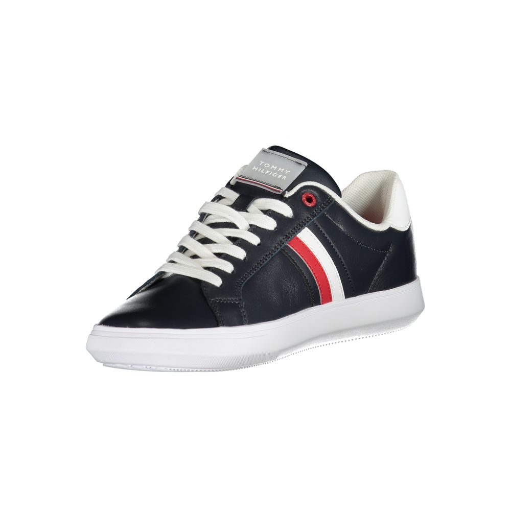Tommy Hilfiger Sleek Blue Lace-Up Sneakers with Contrast Details -   -  Tommy Hilfiger.
