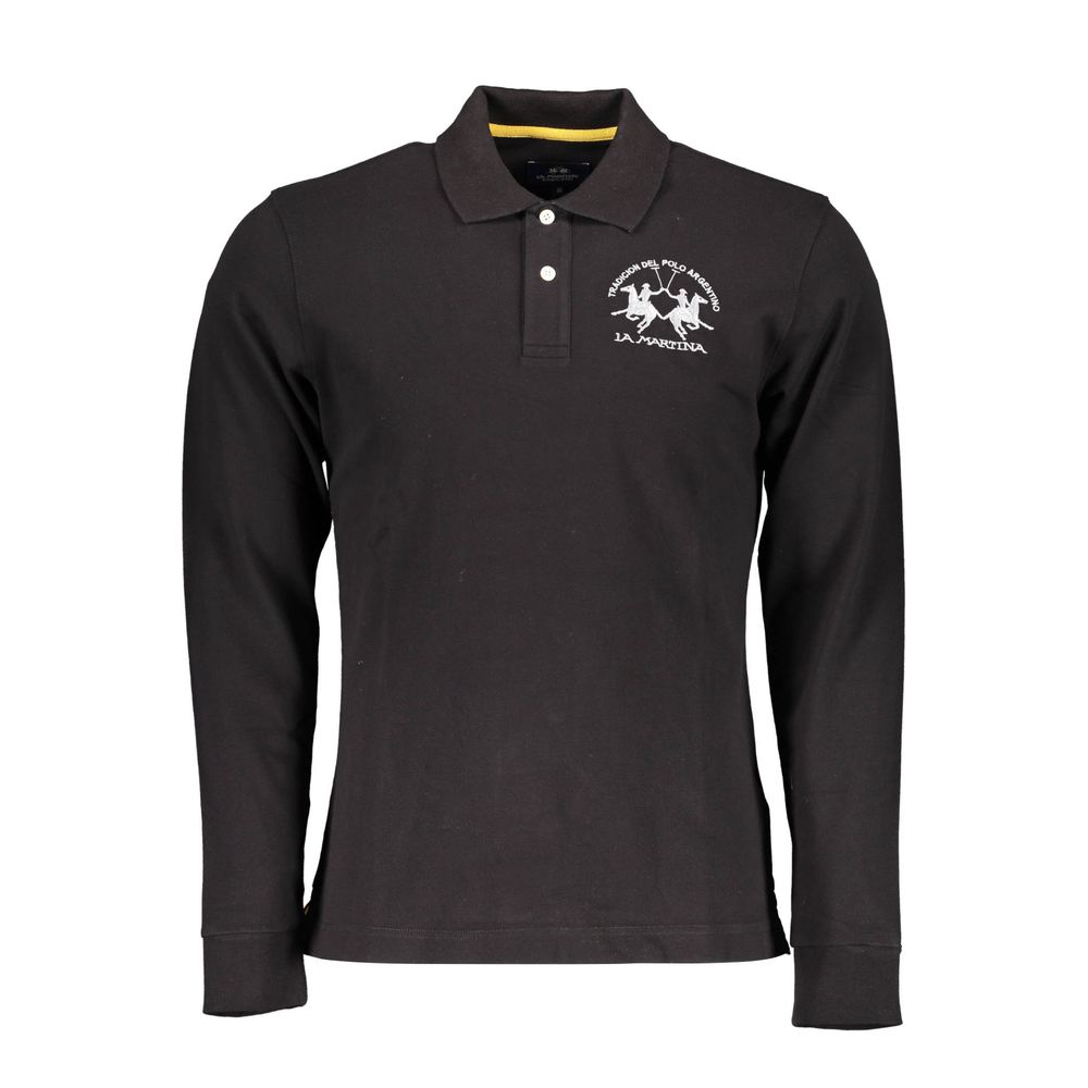 La Martina Elegant Long Sleeved Black Polo for Men -   -  La Martina.