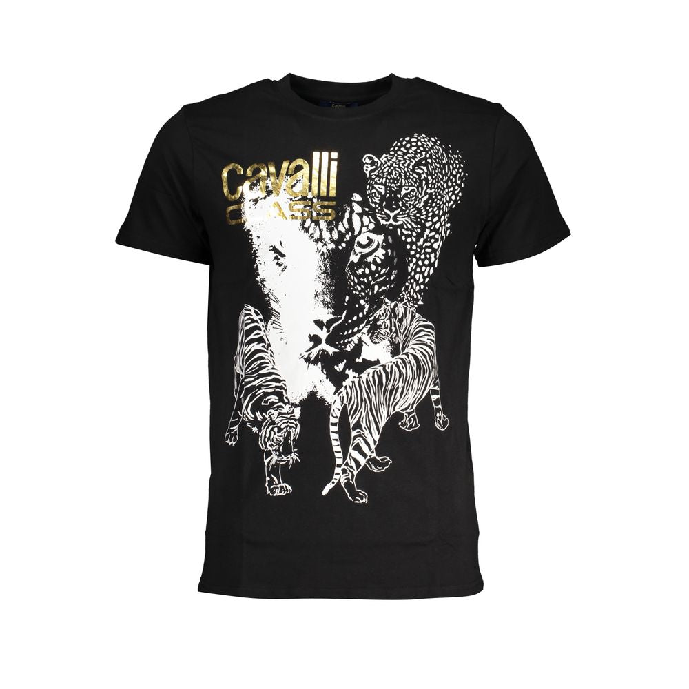 Cavalli Class Black Cotton T-Shirt -   -  Cavalli Class.