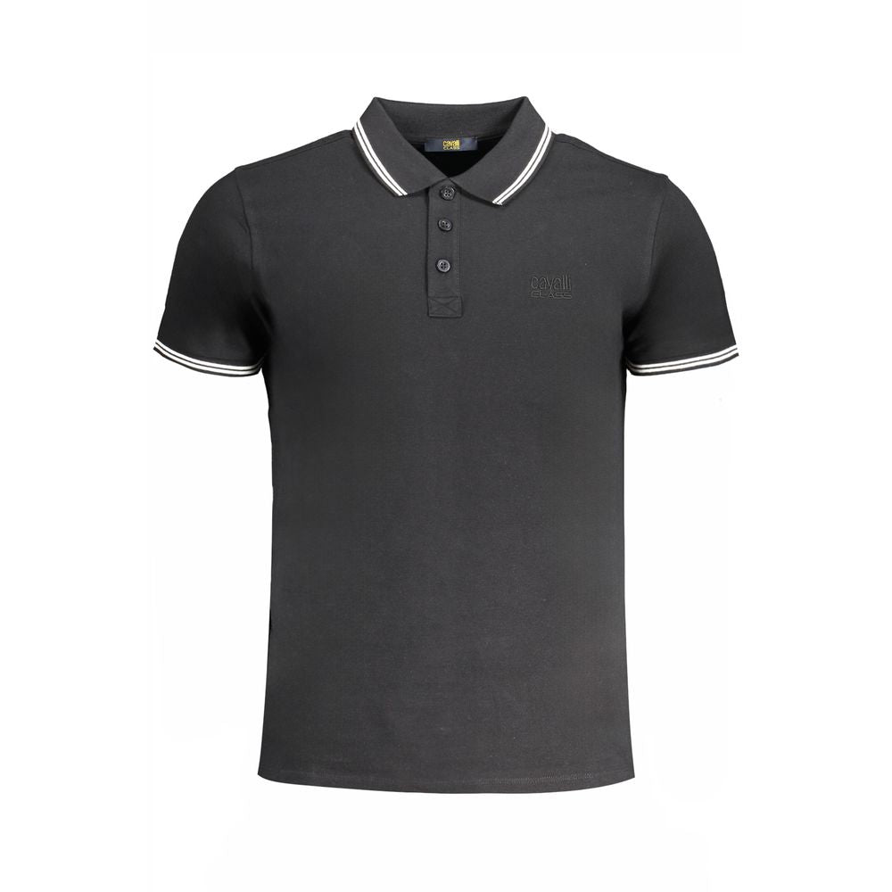 Cavalli Class Black Cotton Polo Shirt -   -  Cavalli Class.