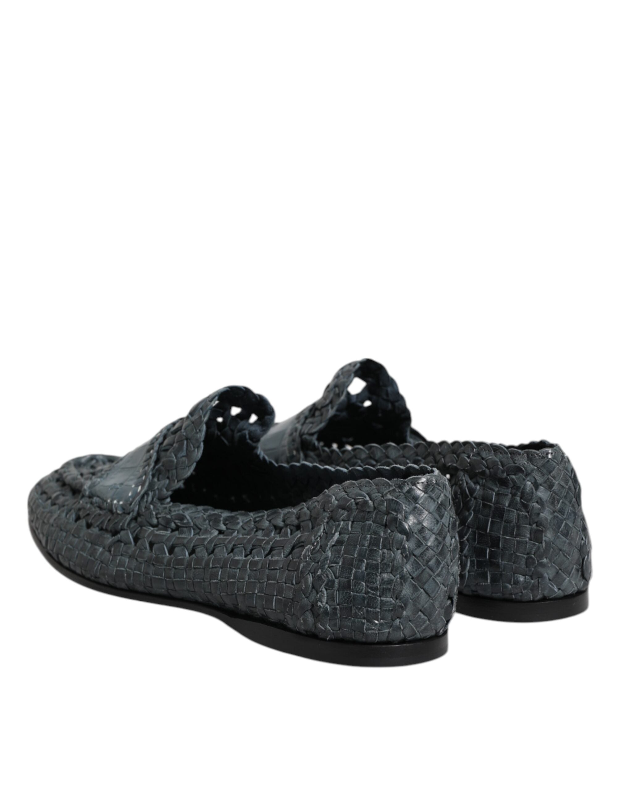Dolce & Gabbana Blue Woven Leather Slip On Loafers Shoes -   -  Dolce & Gabbana.