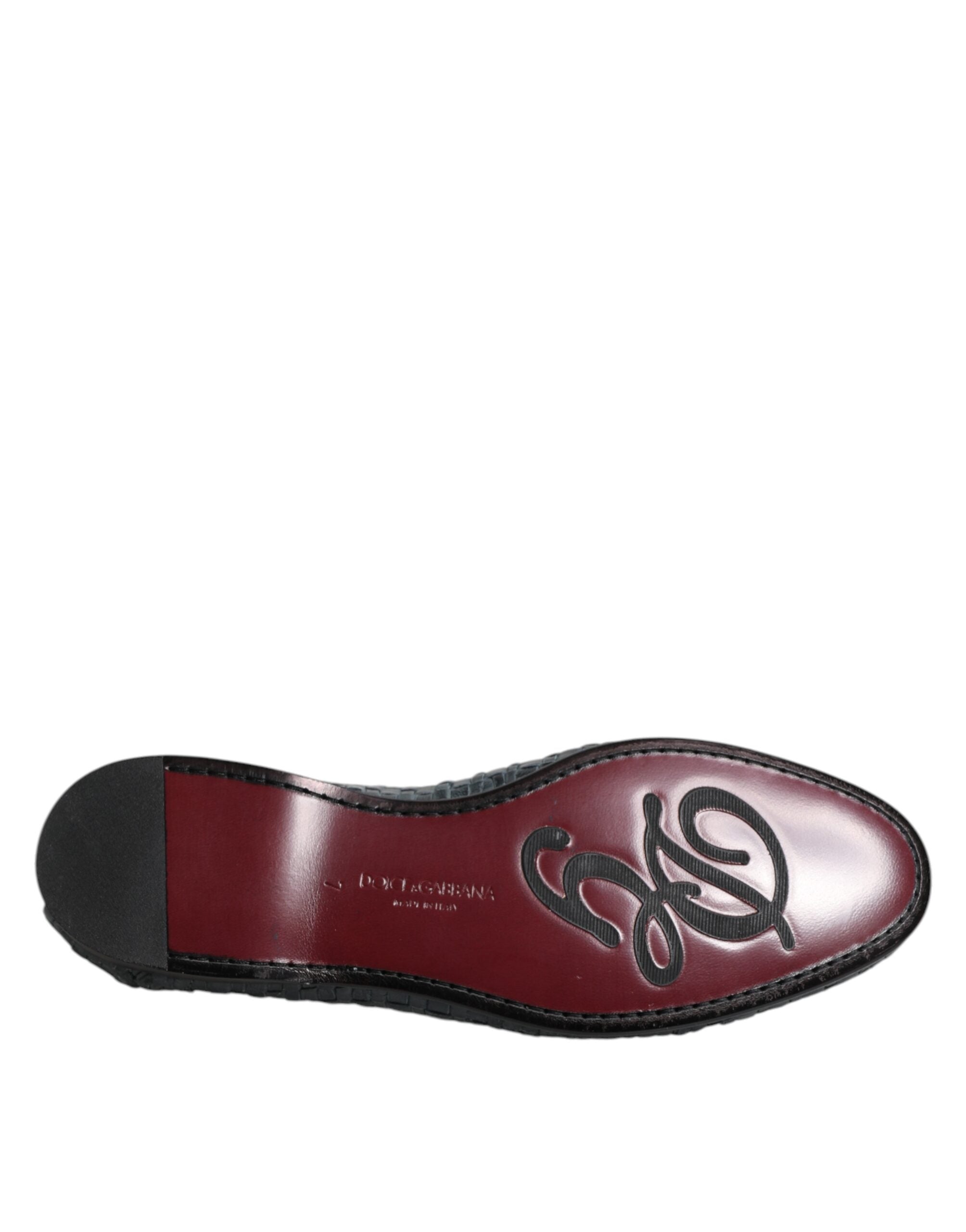 Dolce & Gabbana Blue Woven Leather Slip On Loafers Shoes -   -  Dolce & Gabbana.