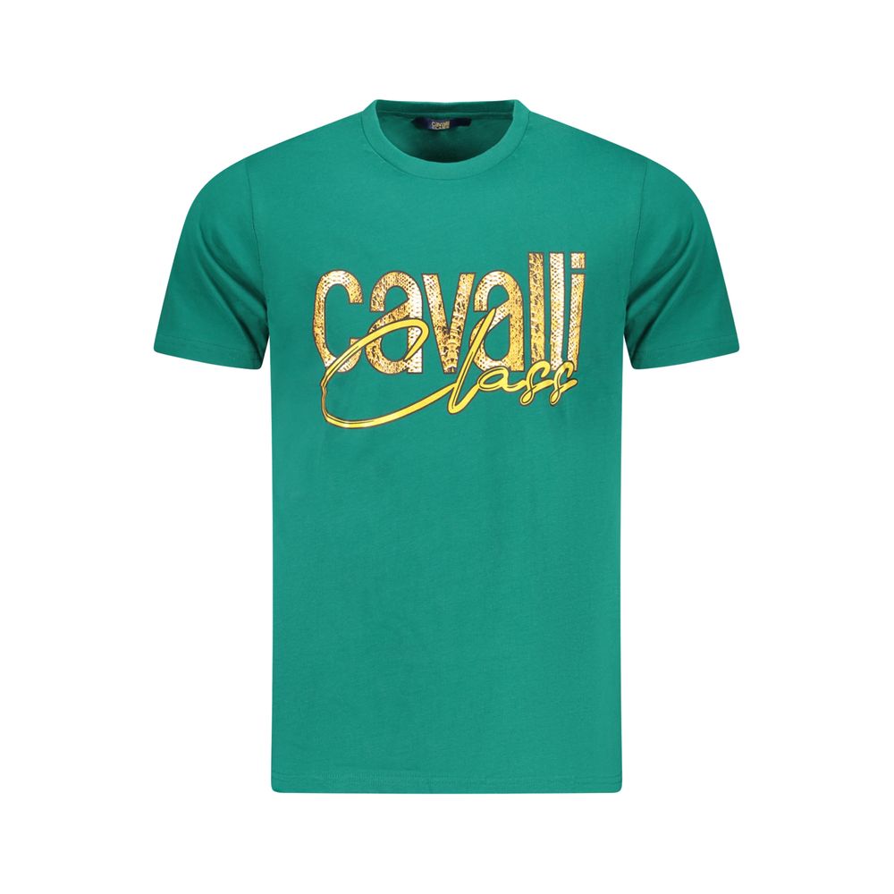 Cavalli Class Green Cotton Men T-Shirt -   -  Cavalli Class.