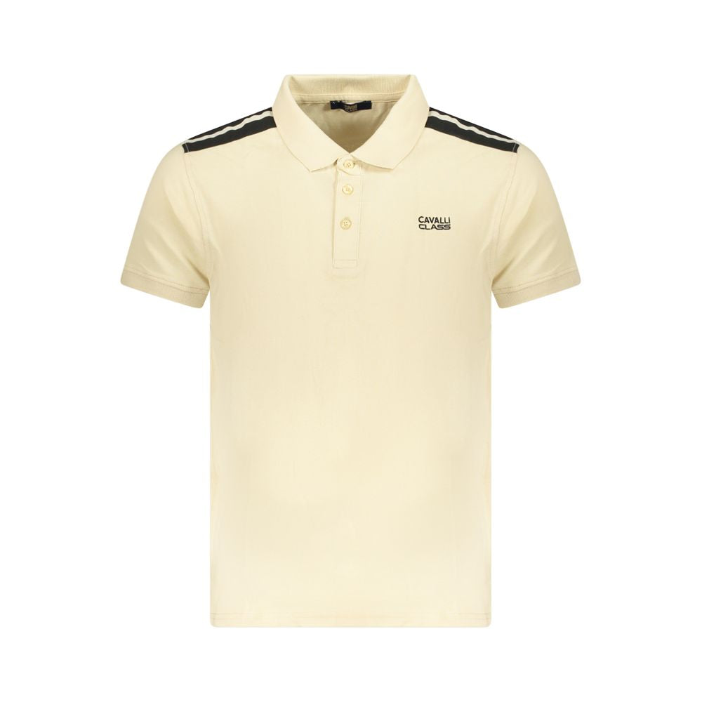 Cavalli Class Beige Cotton Men Polo Shirt -   -  Cavalli Class.